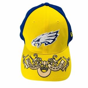 New Era Men's NFL Philadelphia Eagles Maneto Yellow/Blue Hat Cap 39Thirty L/XL